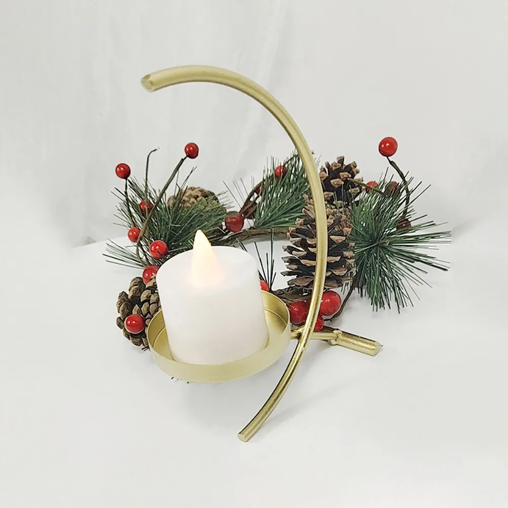 Half Moon Glitter Candle Holder for Home Party Christmas Tabletop Decoration – 1 Piece
