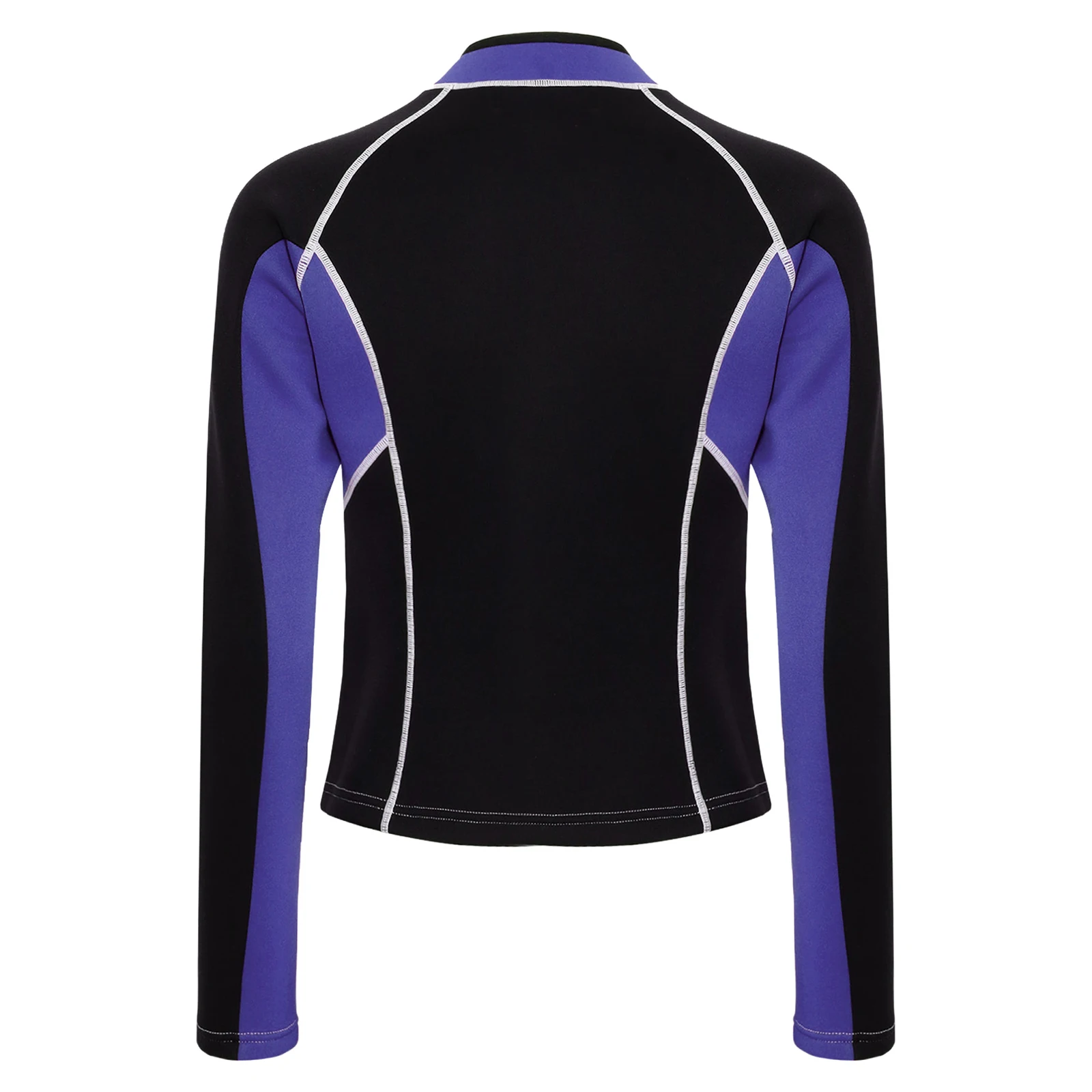Women 1.7mm Neoprene Wetsuit Tops Swim Outerwear Long Sleeve Contrast Color Jacket for Beach Vacation Swimming Sunbathing Resort