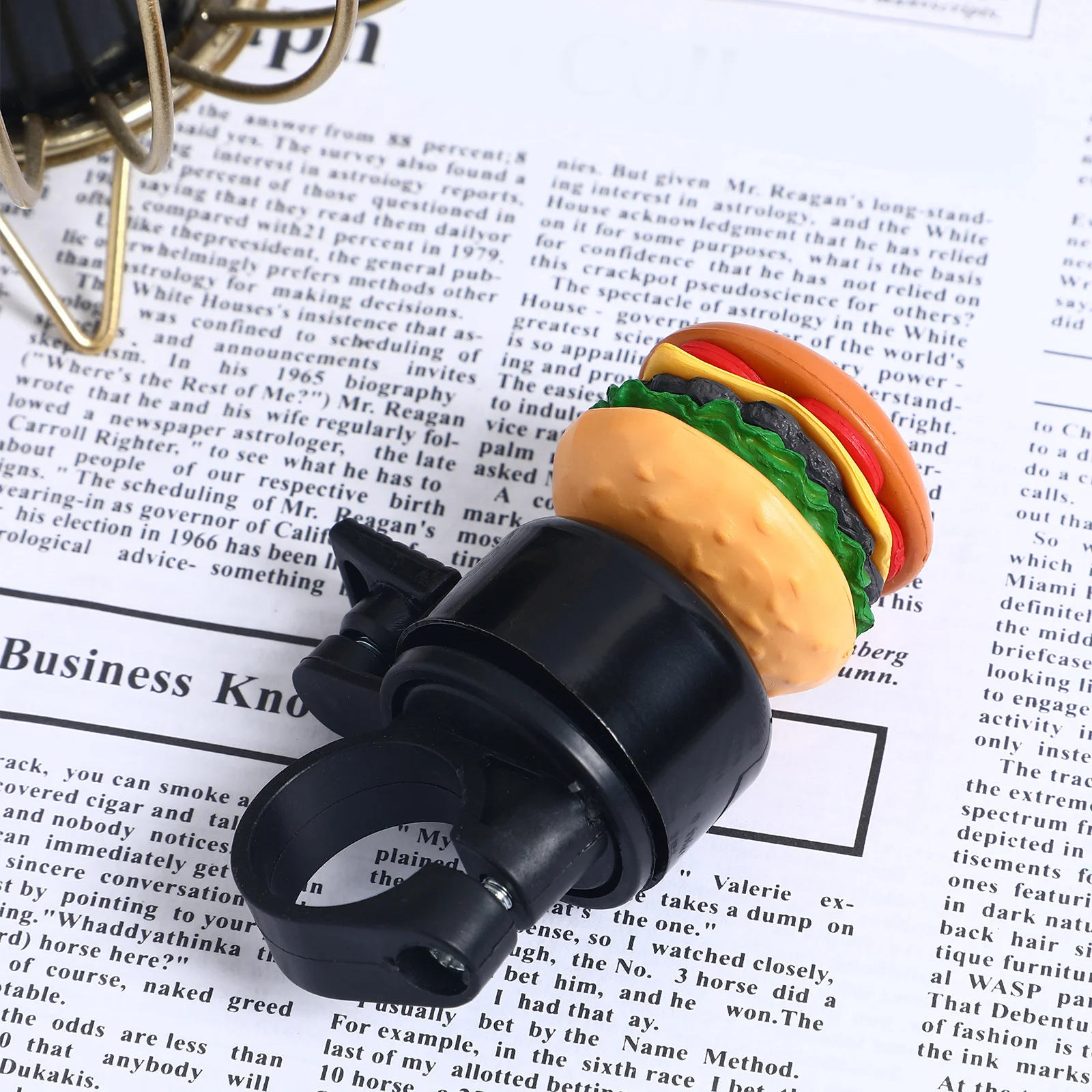 Bicycle Bell Cartoon Hamburger Shape Sturdy Iron Clear Sound Easy Install Bike Accessory for Kids Adults Bike Bell