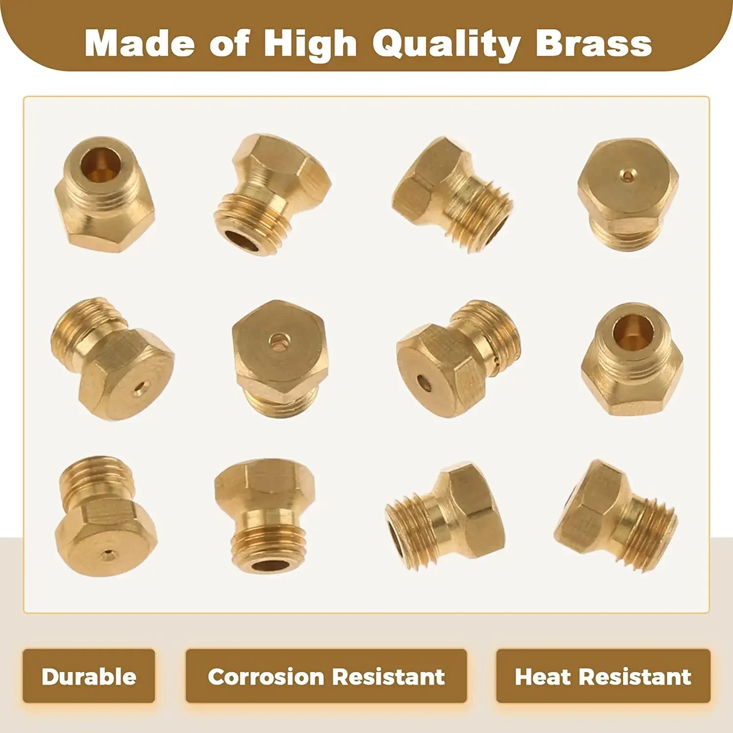 36pcs/1box Brass LP Gas Range Orifice Conversion Kit Replacement M6x0.75mm Gas Spray Tips 0.3-1.9mm Propane Burner Nozzle Set