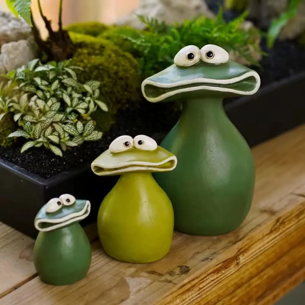 Synthetic Resin Big Mouth Frog Resin Crafts Sculpture Simple Style Frog Flower Pot Ornament Whimsical Figurine Cute