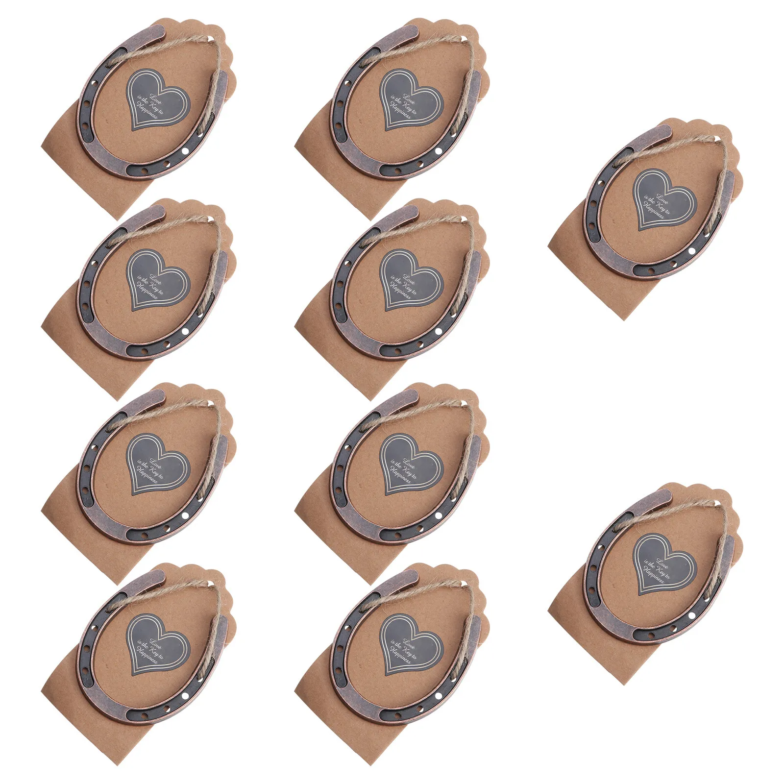 Horseshoe Keychain 10 Piece Metal Vintage Style Key Rings Hanging Tags for Bags Gifts Table Tree Decor