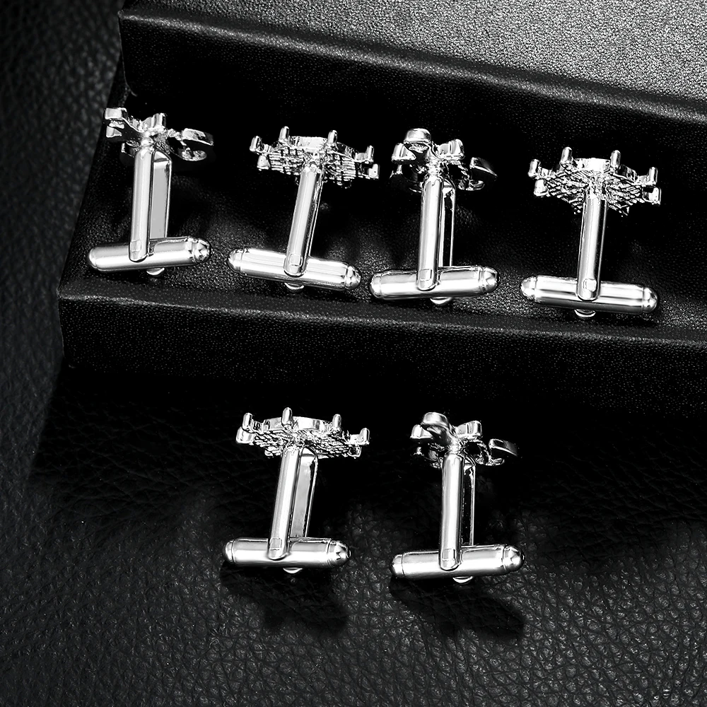 Classic Ship Anchor and Rudder Shaped Gold Mens Cufflinks