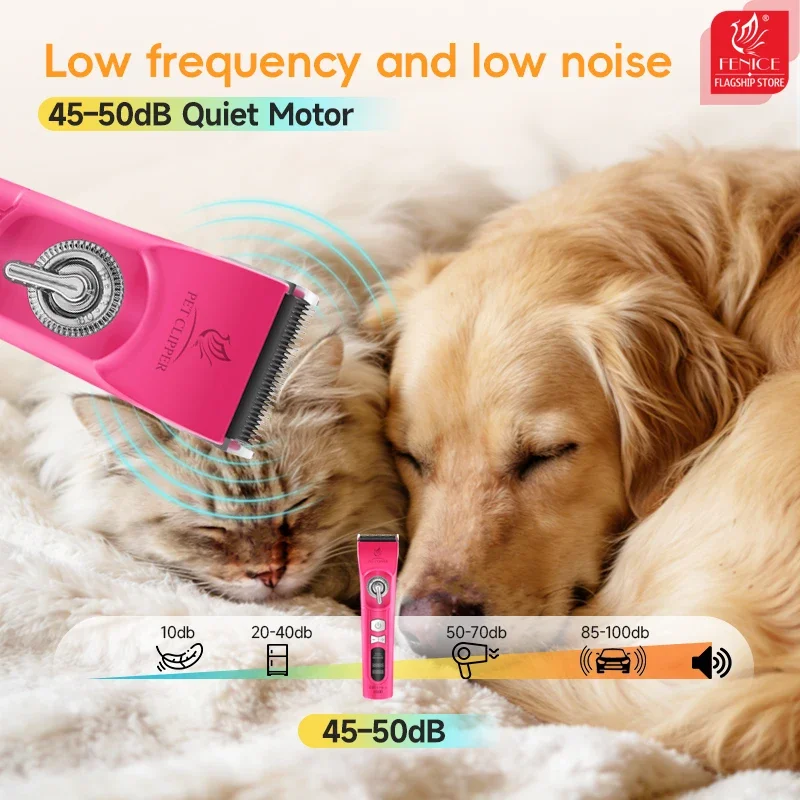 Fenice H100 Cordless Rechargeable Low Noise Pet Hair Clipper Machine Dogs And Cats Grooming Haircut Trimmer Shavers for Animals - view 4