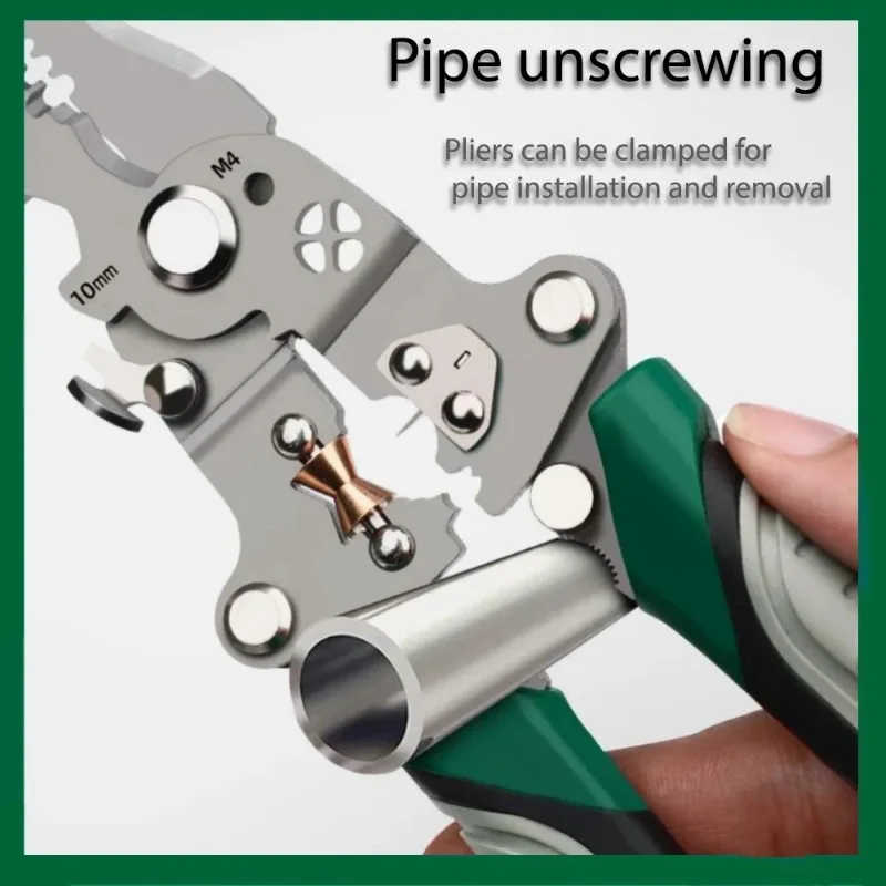Foldable wire stripper, pulley design multi-function electrician wire splitter wire winding pliers crimping pliers hand tool image 4