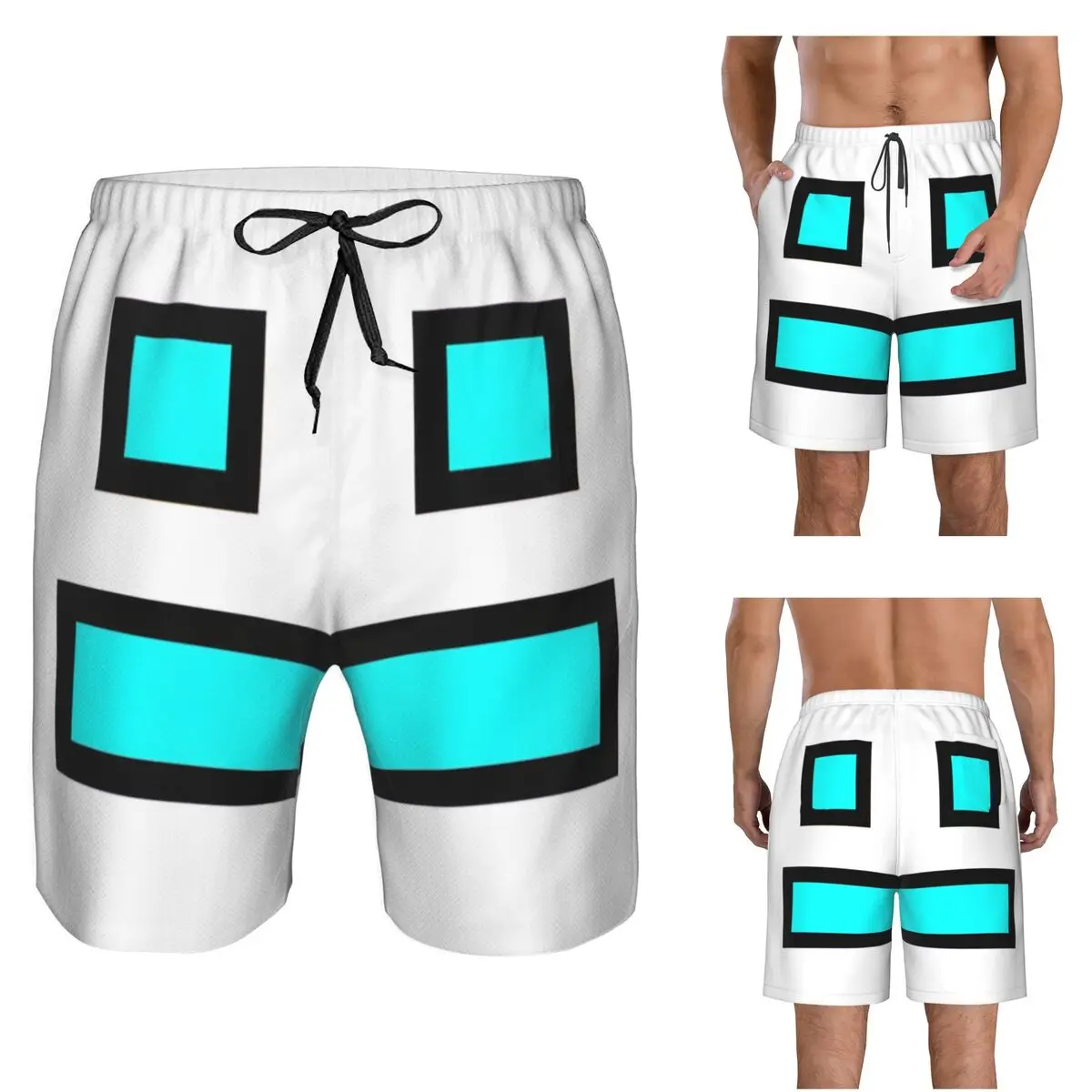 Video Game Geometry Dash Trunks Beach Board Shorts Casual Quick Dry Swim Summer Men Pants