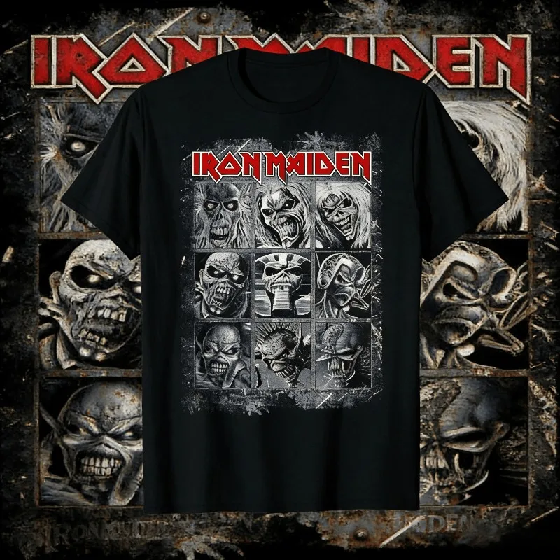 

Лето 2023 г., футболка Iron Maiden Somewhere in Time из 100% чистого хлопка с принтом, винтажная футболка с рок-группой Eddie Cyborg