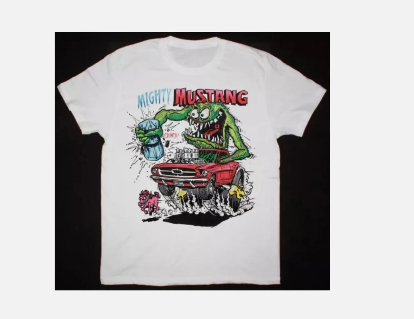 

Ed Big Daddy Roth Rat Fink Mighty Mustang Shirt Funny White Cotton Tee Gift Men