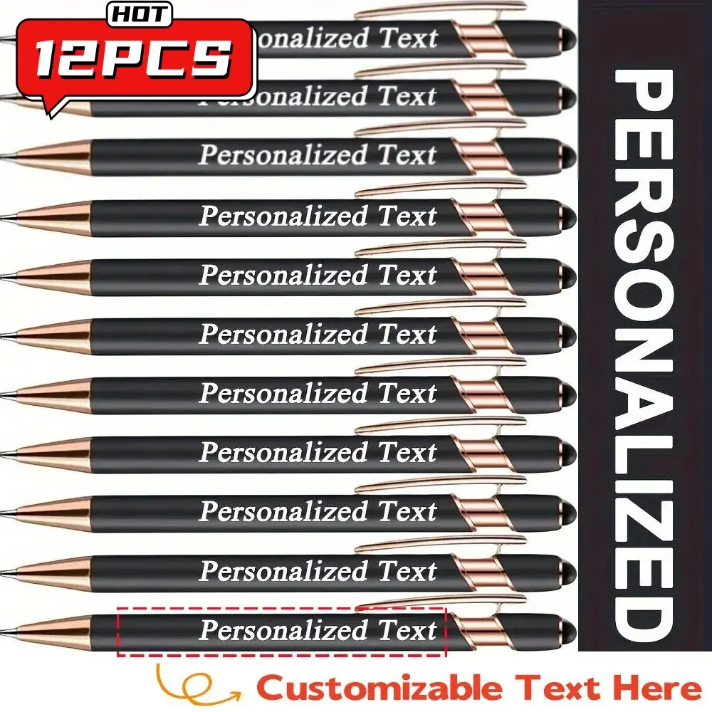Image of 12 Stück Anpassbare Metall-Kugelschreiber mit Glatter Schreibspitze für Schule & Firmen-Werbegeschenke