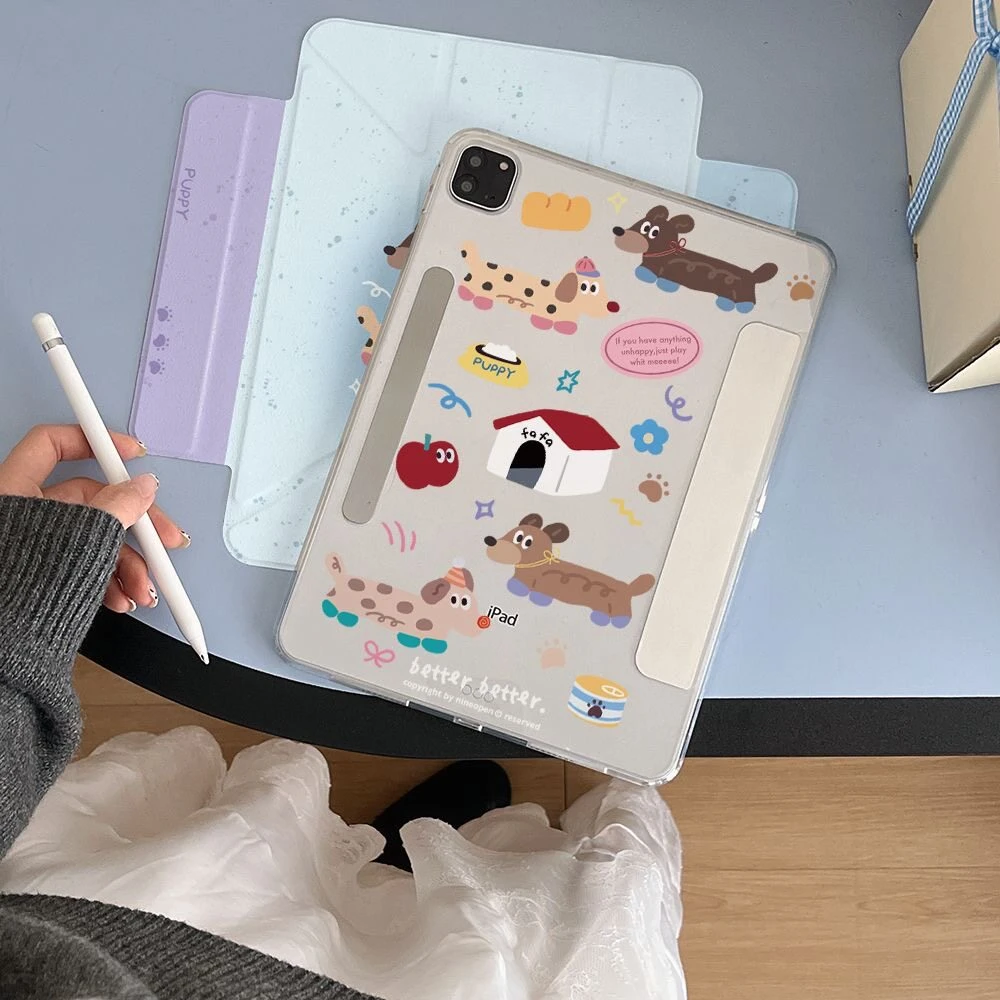 Cute Sausage Dog Home Y2K Y-Fold Cover For iPad Pro 13 11th M5 M4 12.9 A16 10 8 7 9th 10th Air 11 M2 M3 Mini Split Tablet Case