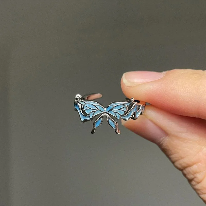 6-piece Gothic style star ring set irregular thorn liquid metal heart-shaped stackable open ring punk dark aesthetic jewelry