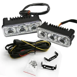 18W Daytime Running Lights 3 LED Car High Power Aluminum with Lens DC 12V Super White 6000K DRL Waterproof Fog Lamps Day Light