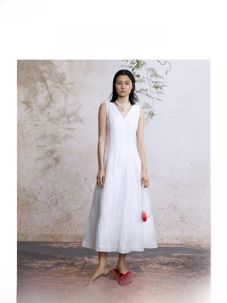 

Founder Series ZhiZhi Svel V-ne Linen Dr Women's Spring Summer Ci Commute Date Casual A-line Dr