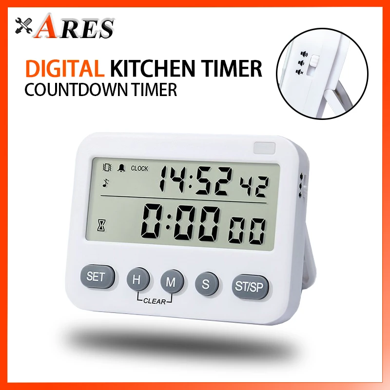 Digital Kitchen Timer Countdown Timer LED HD Display Multifunctional Alarm Clock Sound Flash Vibration Reminder Memory Function