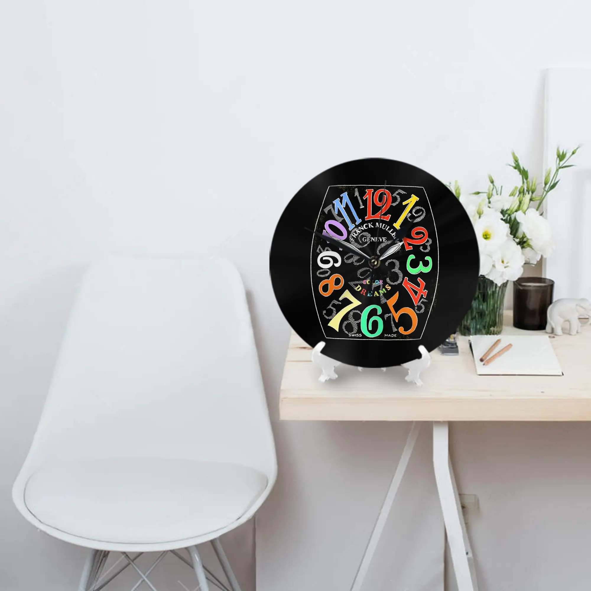 Franck Muller Color Dreams hand drawn watch face Wall Clock Room Decoration Silent Round Clock for Bedroom Living Kitchen Home