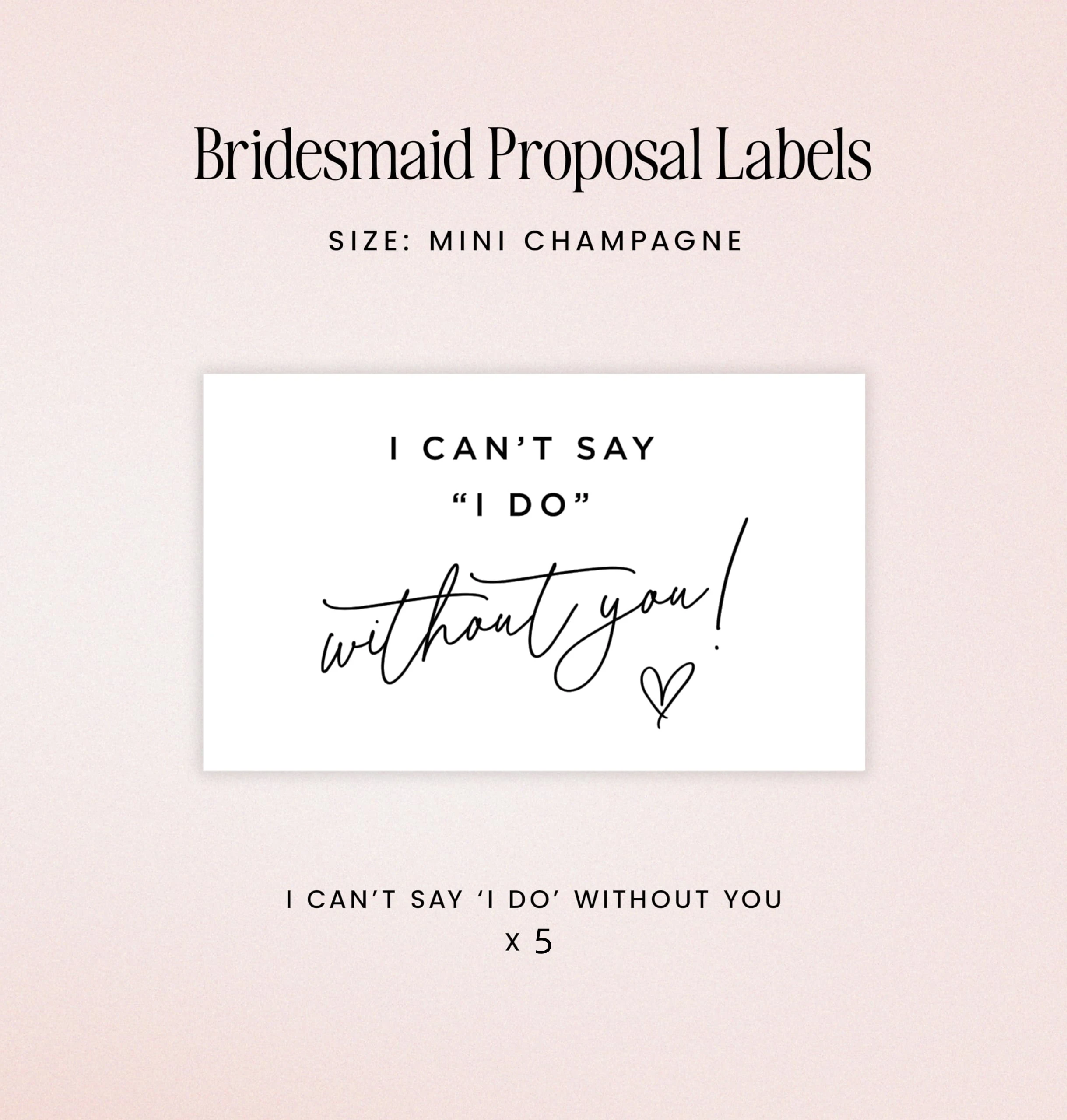 Bridesmaid Proposal Mini Champagne Labels - Set of 10 - Will You Be My Bridesmaid Box Gift Idea