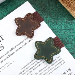Genuine Leather Bookmark Double-sided Magnetic Buckle Magnet Clip Handmade Cowhide Notebook Planner Decorative Accessories