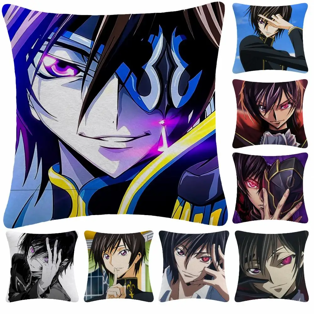 Anime Code Geass L-Lelouch Lamperouge Cushion Cover Soft Plush Decorative Sofa Bedroom Living Room Car Dorm Home Decor Gift