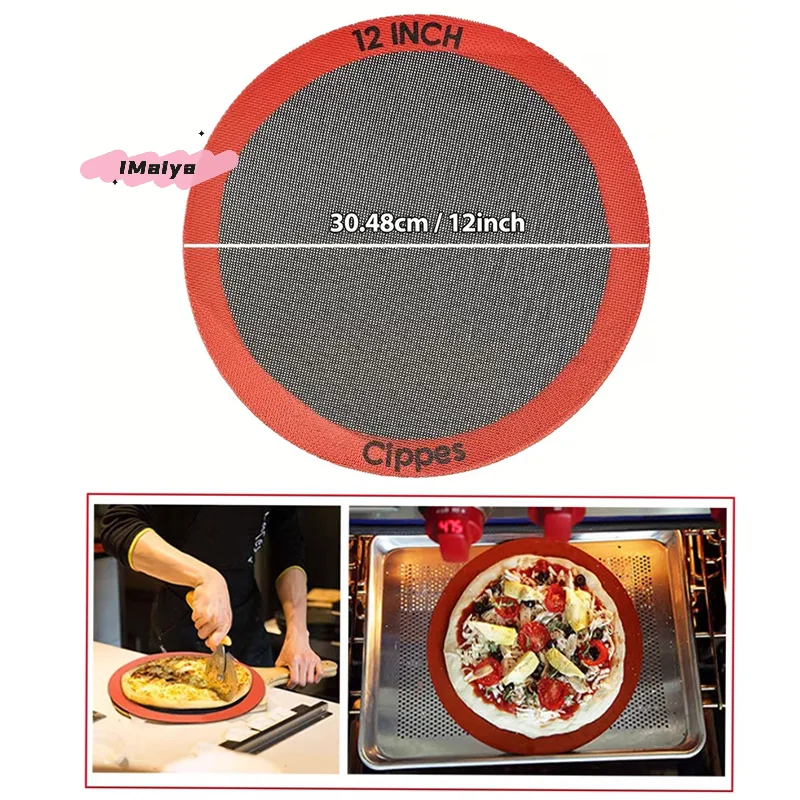 M-1/3PCS Round Silicone Perforated Baking Mat, Non-Stick Reusable Baking Sheets, For Pizza, Bread, Cake Pan, Air Fryer, Oven