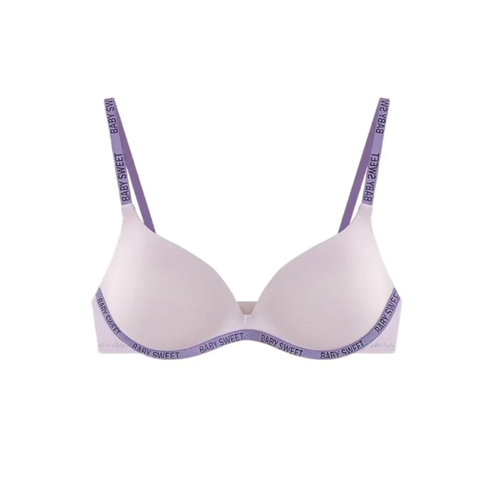 

Comfortable Ultra-thin Letter Wireless Bra 3/4 Cup Adjustable Strap Deep V Seamless Bra Anti-slip Korean Style Push Up Bra Beach