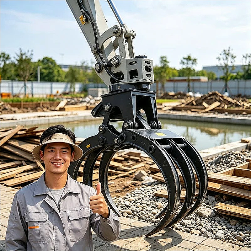 Auto Leveling Log Timber Grapple Hydraulic Wood Grab for Loader Forestry Logging Timber Yard Loading Unloading 8 Ton Customized