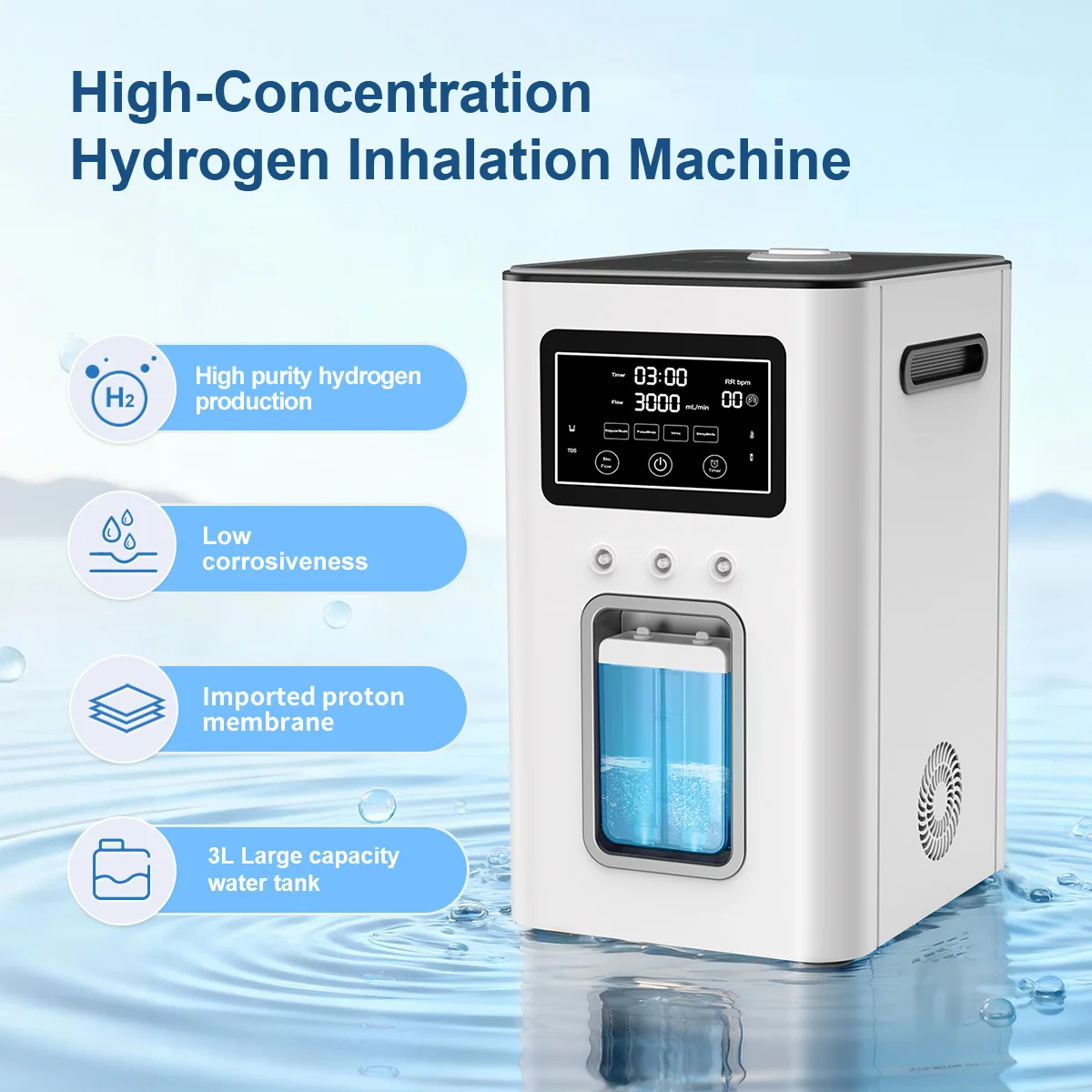 SUYZEKO Hydrogen Inhalation Machine 1800ml H2 O2 Generator PEM High Purity Hydrogen Water Device Home Wellness