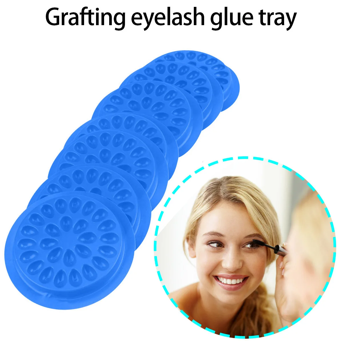 100 個プラスチックまつげトレイ再利用可能な防水接着剤ホルダーまつげエクステンション用花型パレット軽量移植ツール