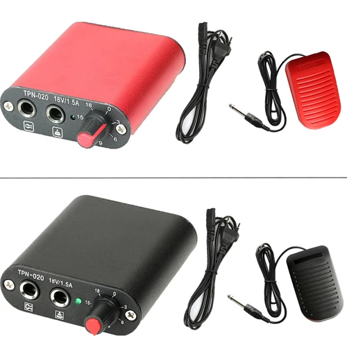 Mini fuente de alimentación para tatuaje con máquina de tatuaje, interruptor de Pedal, controlador de fuente de tatuaje LED con accesorios de enchufe para arte corporal