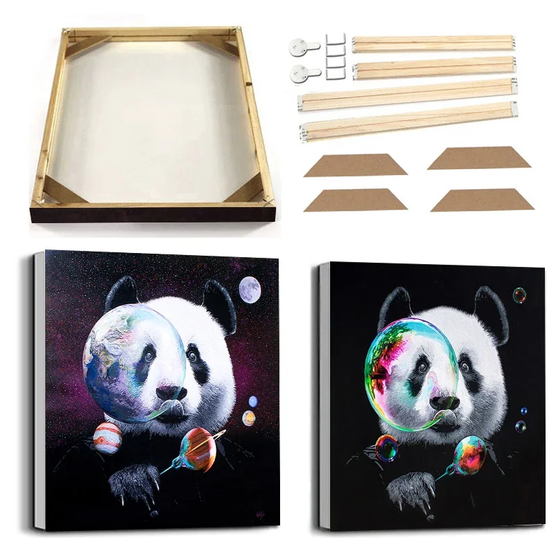 home decor Street Graffiti Panda Wall Art Canvas Painting with Frame Fantasy Lollipop Panda Police Poster Prints Cute Animal Pic