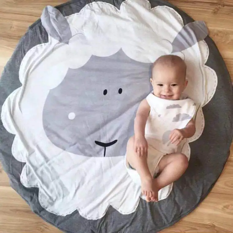 INS Nordic Kids Play Mat Cotton Baby Crawling Blanket Children Round Animals Cushion Sofa Pad Carpet Infant Crawl Pad Blanket