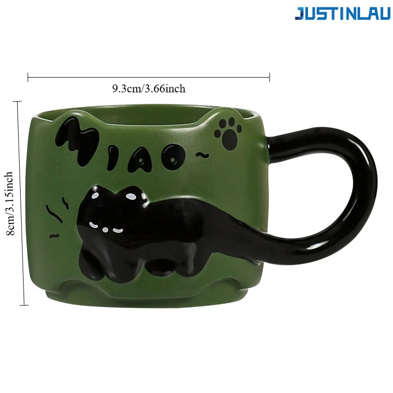 كوب قطة سوداء لطيف كوب سيراميك إبداعي ورائع عالي القيمة لحليب القهوة والإفطار كوب سيراميك كوب قهوة أكواب ايكيا