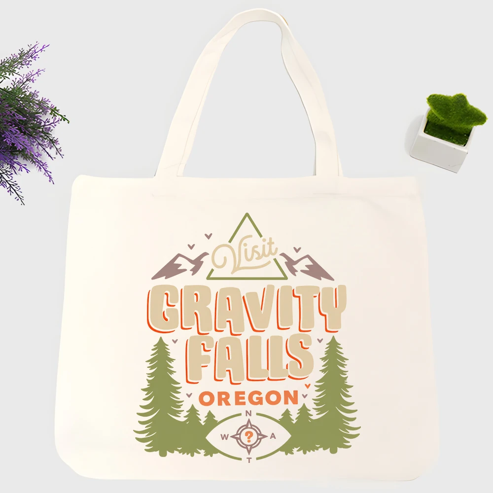 Men's nature graphic canvas tote bag with vintage typography print, ideal for casual outdoor use and daily shopping