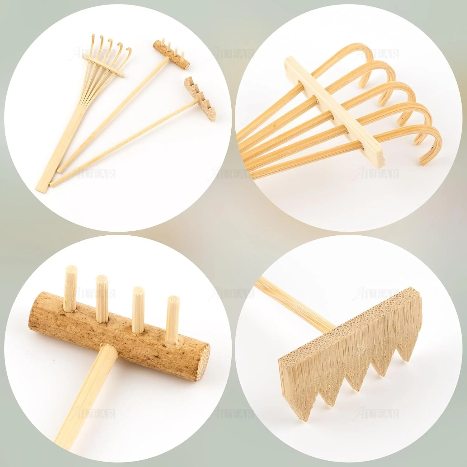 , Set of  Mini  Sand Rakes Bamboo Rock Garden Sand Tray Rake Tools for  Office Table