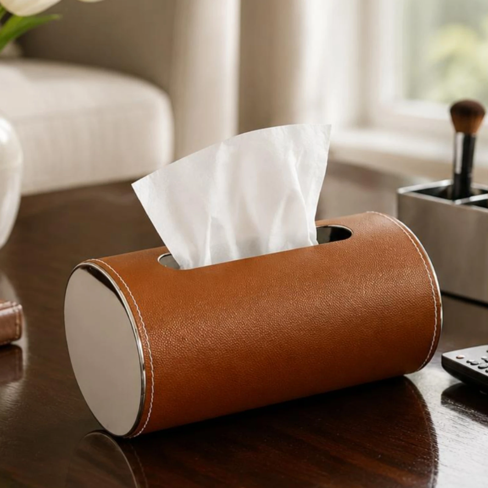 

Metal Tissue Box Cover Long-Lasting Tissue Box Organizer Distant Control Holder Easy to Space-Efficient Saving for Bathroom