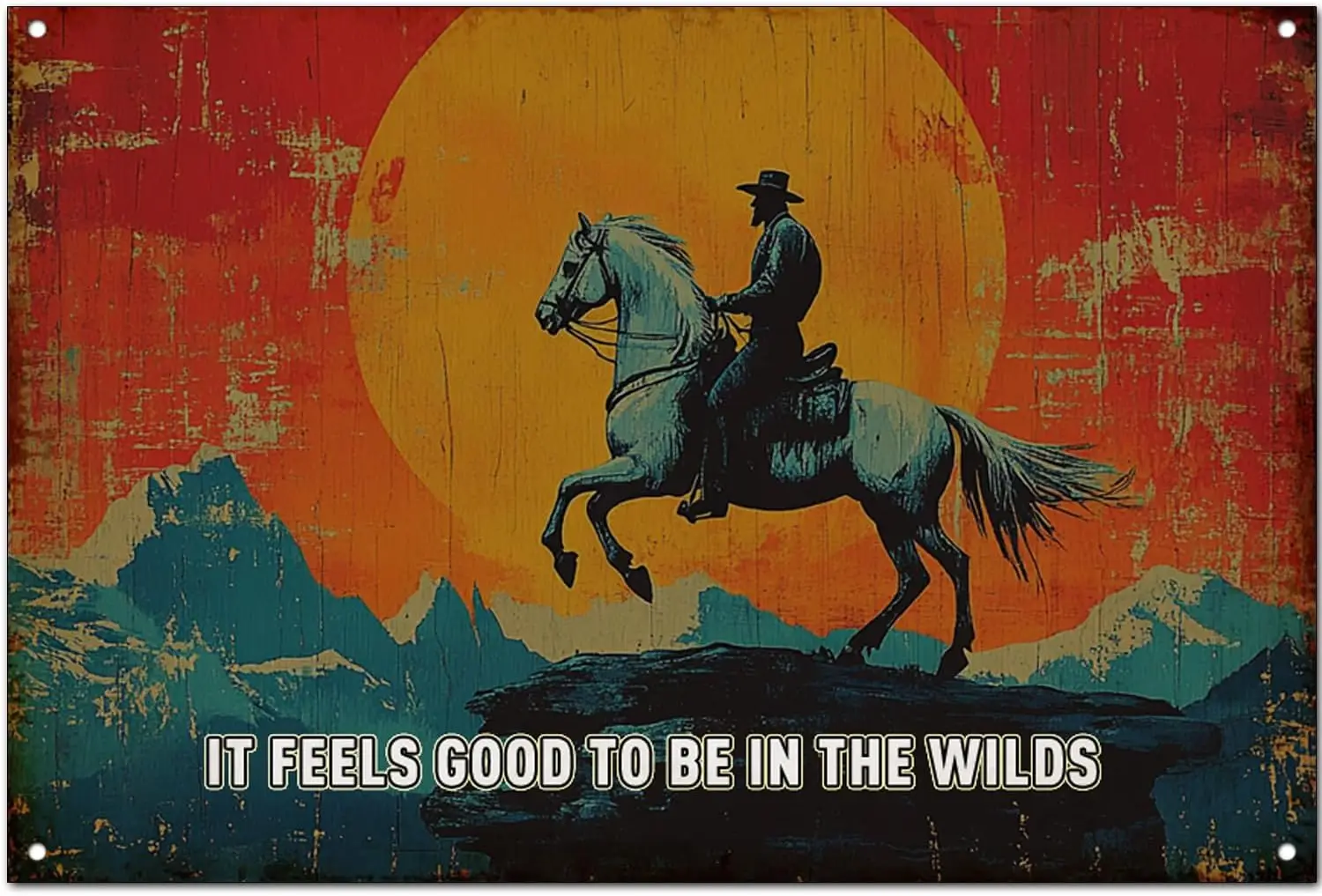 Original Vintage Rider Theme Wall Art Print Poster,It;s Feels Good To Be in the Wilds, Funny Retro Classic Art Wall Decoration,