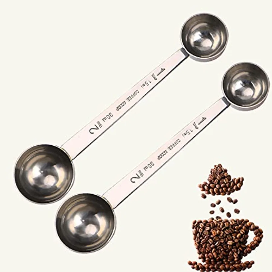 

Premium 304 Stainless Steel Coffee Spoon Set with Long Handles for Measuring Powder and Espresso Includes 1 Tbsp 15ml and 2 Tbs