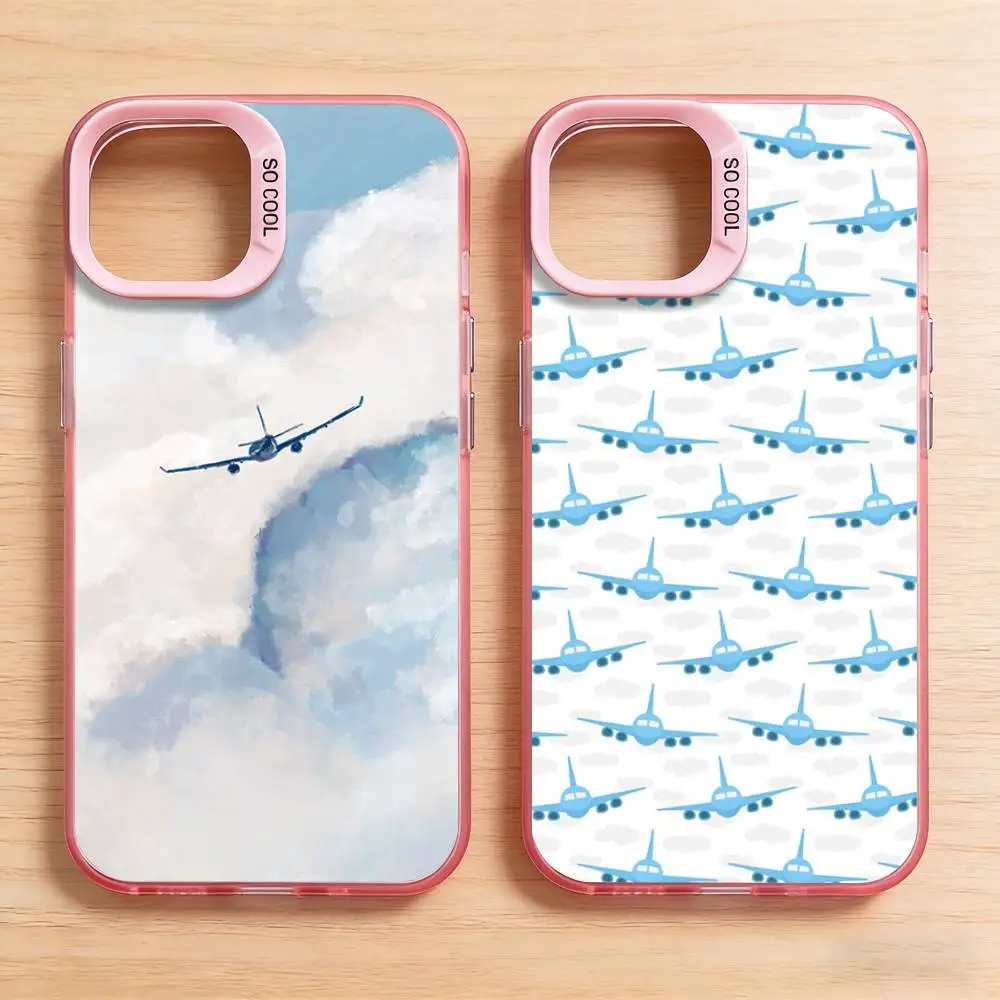 

Airplane Pattern Phone Case for iPhone 17 16 Pro Plus X XS Max Air Mini 15 14 Soft Shockproof Cover