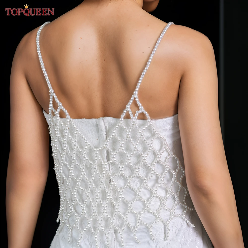 TOPQUEEN G101 Pearls Beaded Wedding Jacket Stage Beach Bachelor Party Accessories Design Body Chain  DIYBolero Women Summer