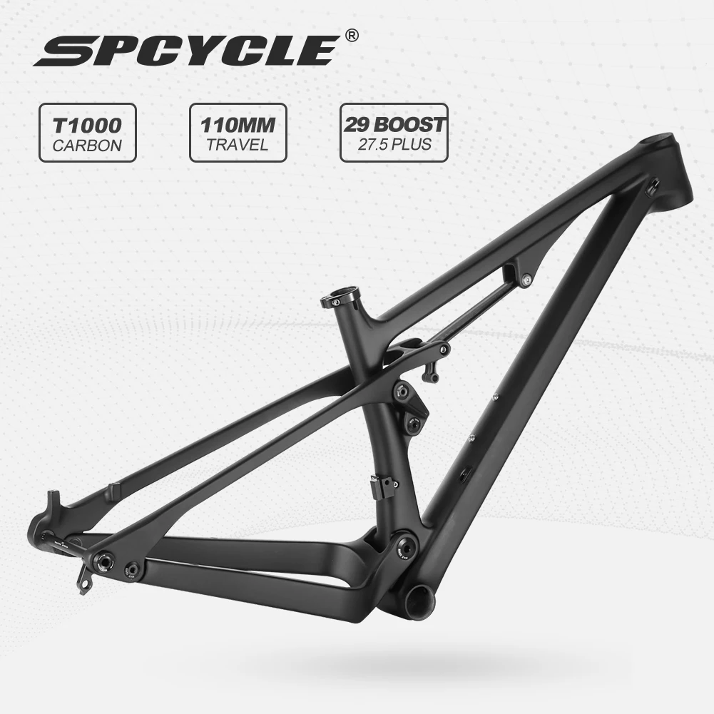 Spcycle 29er Full Suspension Carbon Mountain Bike Frame Travel 110mm 29 Boost Carbon MTB Frame BB92 15/17/19/21inch