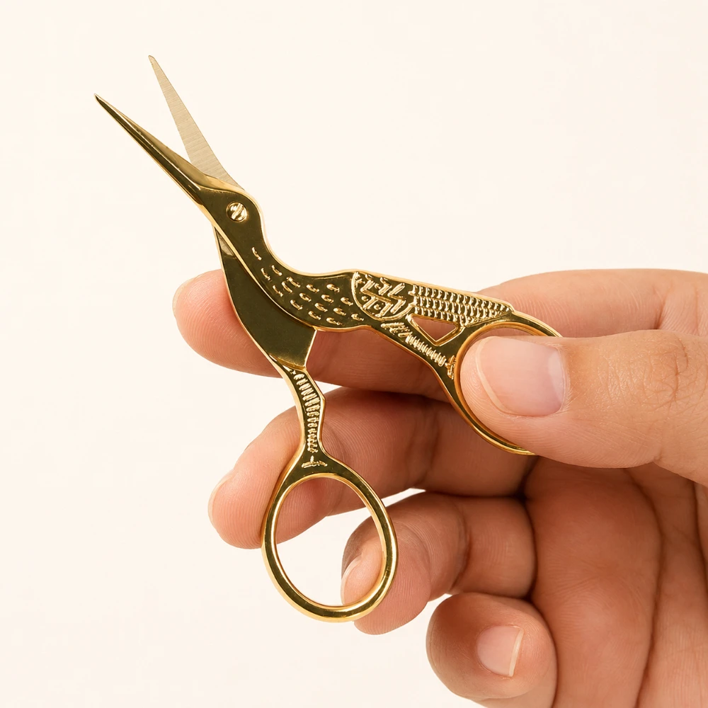Vintage Retro Gold Steel Sewing Scissors Cross Stitch DIY Handicraft Manicure Nail Cutting  Craft Household Hand Jewelry tools view 3