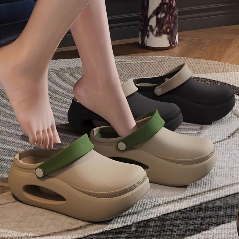 5cm Thick-soled Slipper Height-increasing EVA Cushion-like Clogs For Women's Summer Outerwear Home Indoor Beach Anti-slip