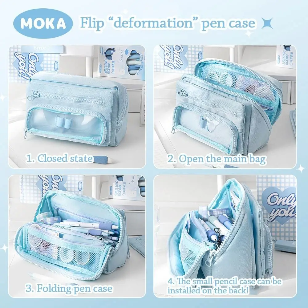 New Canvas Pen Bag Large Capacity Multifunctional Pencil Case Macaron Color Pen Box School Office