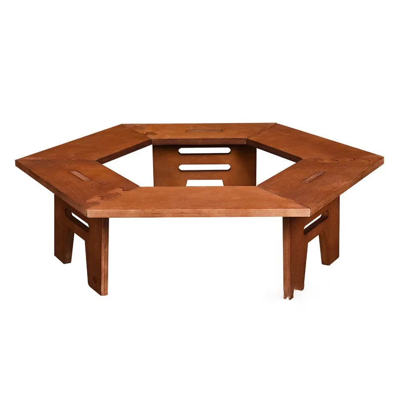 Outdoor Portable Wooden Camping Assembled Set Camping Campfire Table Folding Disassembly Table Japanese Barbecue Heated Table