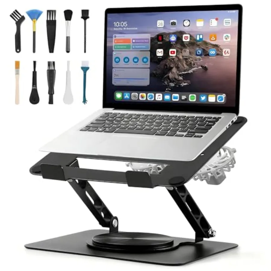 

Laptop Cooling Pad with Adjustable Ergonomic Stand Dual Detachable Fans 360° Rotating Base for 10"-17" Laptops Ultra-Quiet Oper