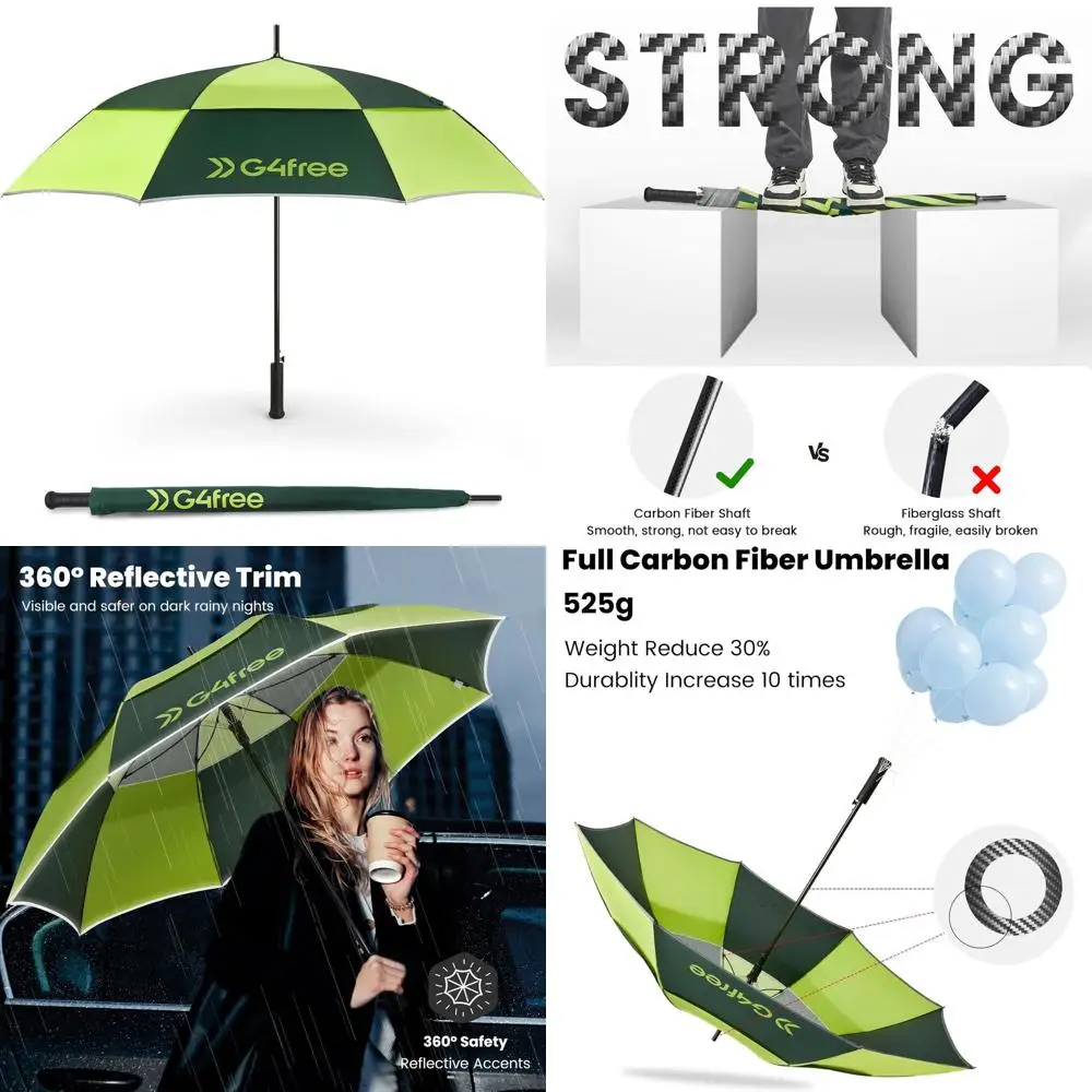 

62 Carbon Fiber Golf Umbrella: Lightweight, Windproof, Double Vented, Auto Open, Large Coverage for Rain & Sun