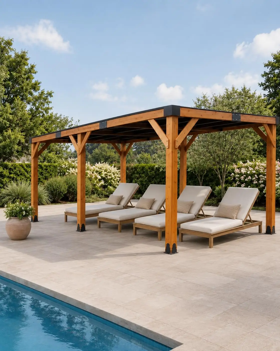 10' x 20' Wood Gazebo Carport, Freestanding Hardtop Outdoor Pavilion with Sloped Galvanized Steel Roof for, Customized