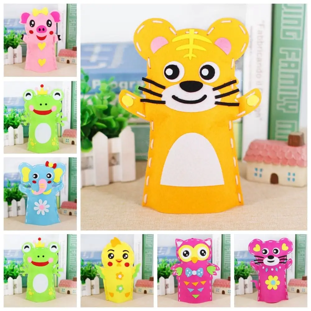 Marionnettes à main Non tissées mignonnes, animaux en Nylon, outils d'enseignement de la maternelle, outils pédagogiques en plastique, bricolage artisanat jouets pour enfants