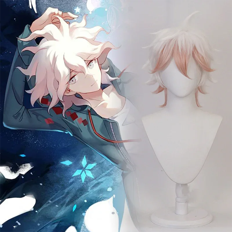 

Game Super Dangan Ronpa 2 Nagito Komaeda Cosplay Costume Wig Adult Men Short White Red Wigs Clothing Accessory Halloween Props