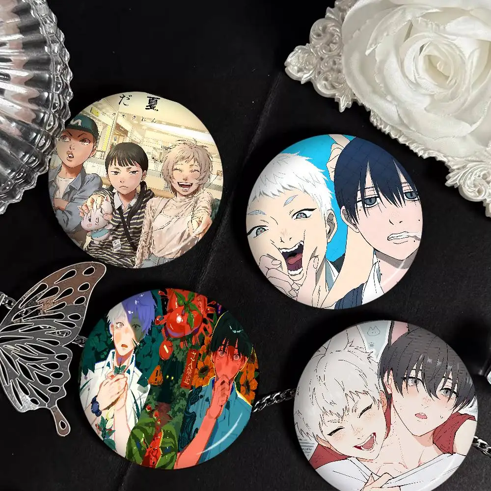 Popular Anime The S-Summer Hikaru Died Round Button Pins Slogan Creative Brooches Backpack Clothes Decoration Fashion Gifts