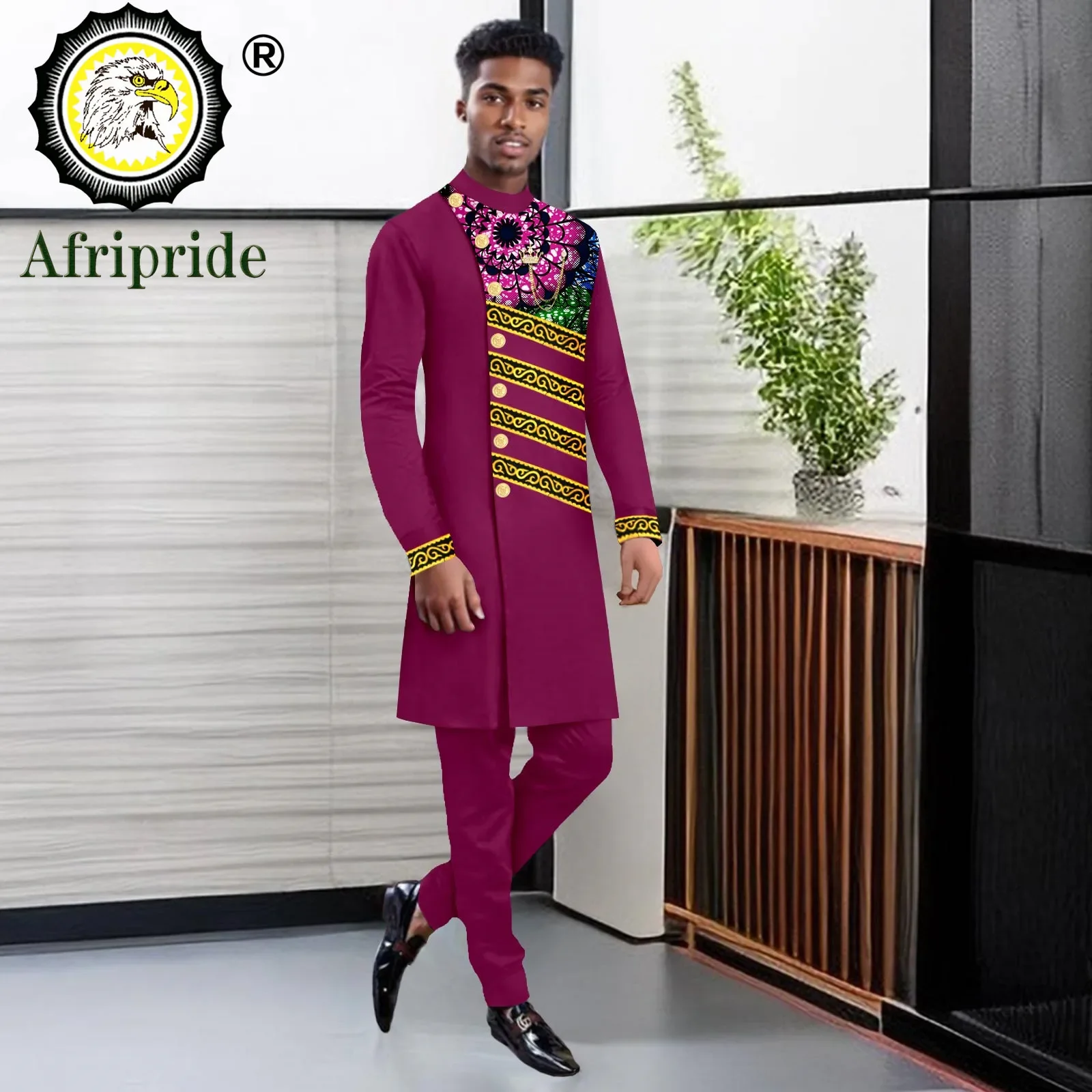 Men`s Suits Slim Fit Single Breasted Embroidery Blazer and Trousers Set Print Outfits Bussiness Suit African Clothes 2416065